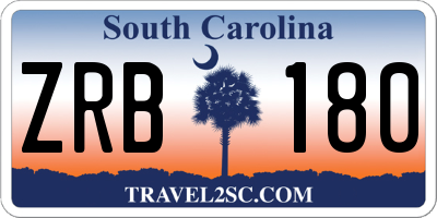 SC license plate ZRB180
