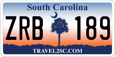 SC license plate ZRB189