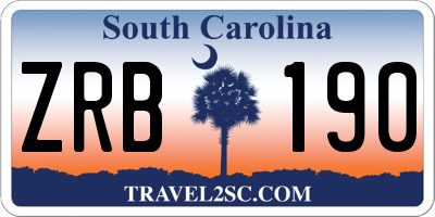 SC license plate ZRB190