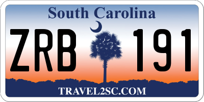 SC license plate ZRB191