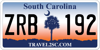 SC license plate ZRB192