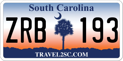 SC license plate ZRB193