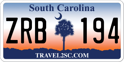 SC license plate ZRB194