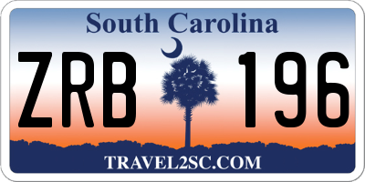 SC license plate ZRB196