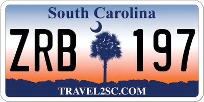 SC license plate ZRB197