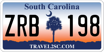 SC license plate ZRB198