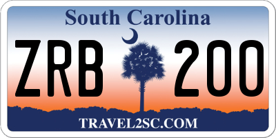 SC license plate ZRB200