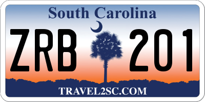 SC license plate ZRB201