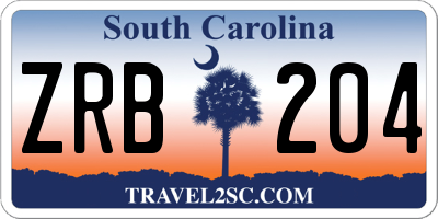 SC license plate ZRB204