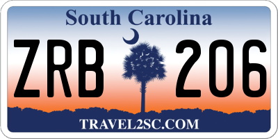 SC license plate ZRB206