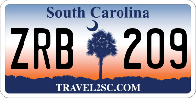 SC license plate ZRB209