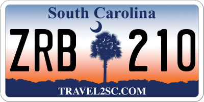 SC license plate ZRB210