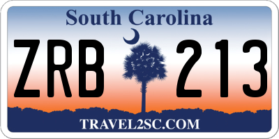 SC license plate ZRB213