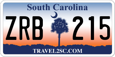 SC license plate ZRB215