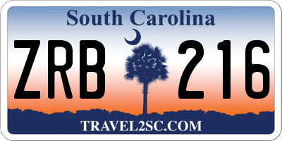 SC license plate ZRB216