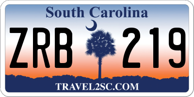SC license plate ZRB219