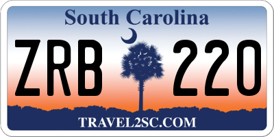 SC license plate ZRB220