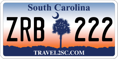 SC license plate ZRB222