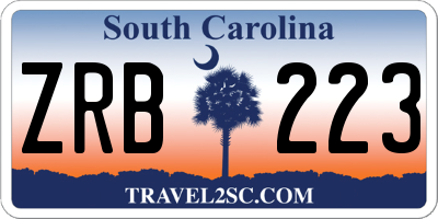 SC license plate ZRB223