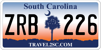 SC license plate ZRB226