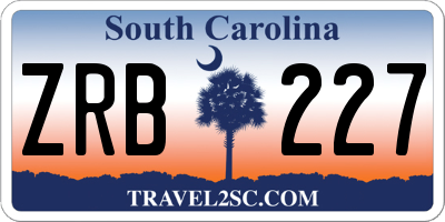 SC license plate ZRB227