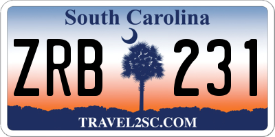 SC license plate ZRB231