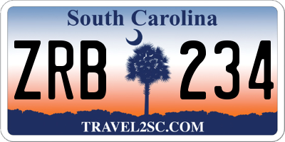 SC license plate ZRB234