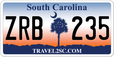 SC license plate ZRB235