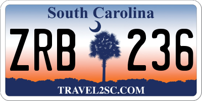 SC license plate ZRB236