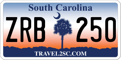 SC license plate ZRB250
