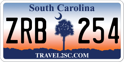SC license plate ZRB254