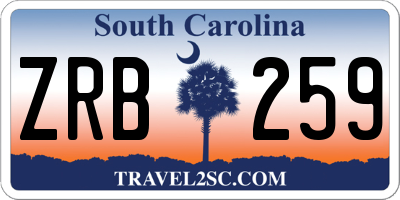 SC license plate ZRB259