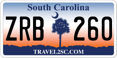 SC license plate ZRB260