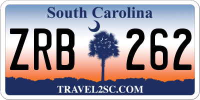 SC license plate ZRB262