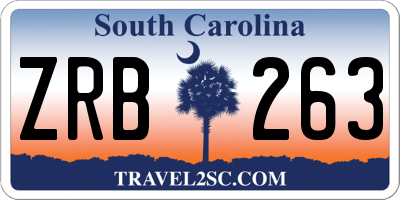 SC license plate ZRB263