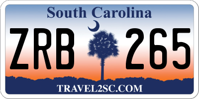 SC license plate ZRB265
