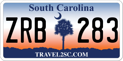 SC license plate ZRB283