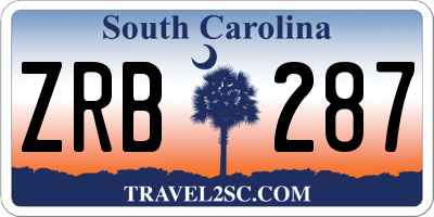 SC license plate ZRB287