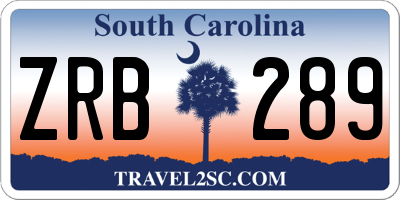 SC license plate ZRB289