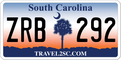 SC license plate ZRB292