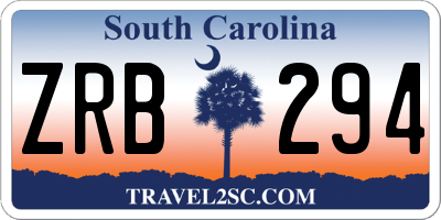 SC license plate ZRB294