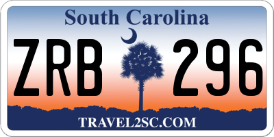 SC license plate ZRB296