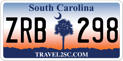 SC license plate ZRB298