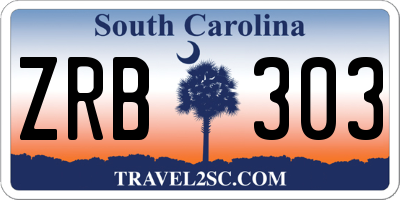 SC license plate ZRB303