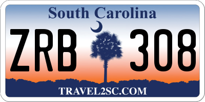 SC license plate ZRB308