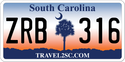 SC license plate ZRB316