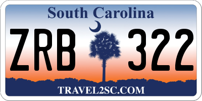 SC license plate ZRB322