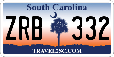 SC license plate ZRB332