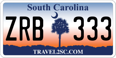 SC license plate ZRB333