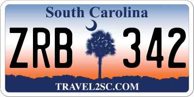 SC license plate ZRB342